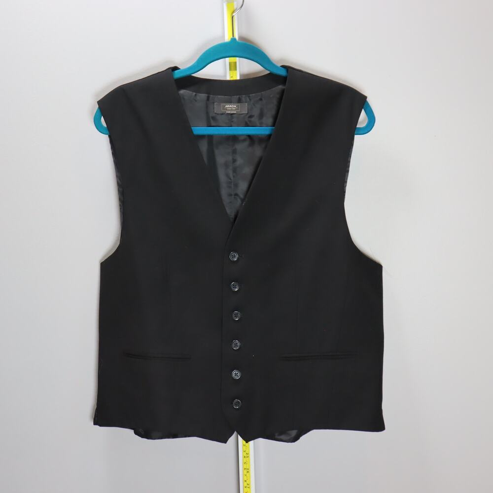 Arrow Black Dress Vest Men’s L Formal Waistcoat Adjustable Back‎